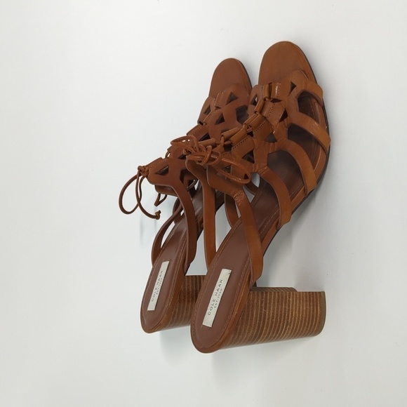 Cole Haan Lace Up Leather Block Heel Sandals Brown 11B summer bohemian preppy - Picture 3 of 9